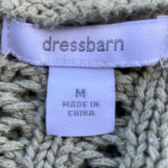 Dressbarn Open Front Crocheted Sage Cardigan Size Medium - Picture 7 of 12